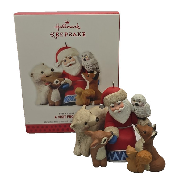 Hallmark Keepsake A Visit From Santa 5th Anniversary 2013 Lmtd Ed Ornament U328 - Picture 1 of 5